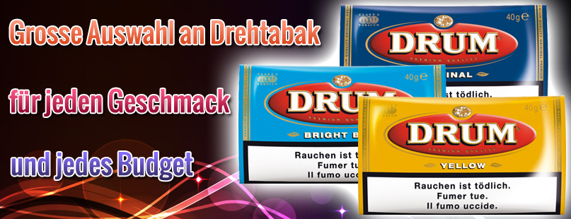 Drum Drehtabak für günstige Zigaretten / billige Zigaretten günstig online kaufen / bestellen im Online Tabak Shop von Tabac-Trends.ch